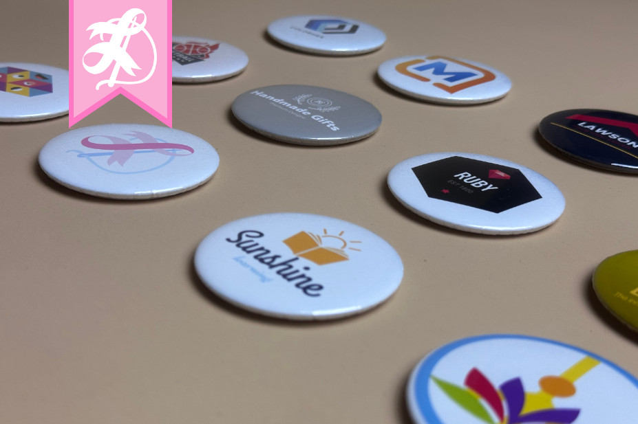 Button pins with various company logo